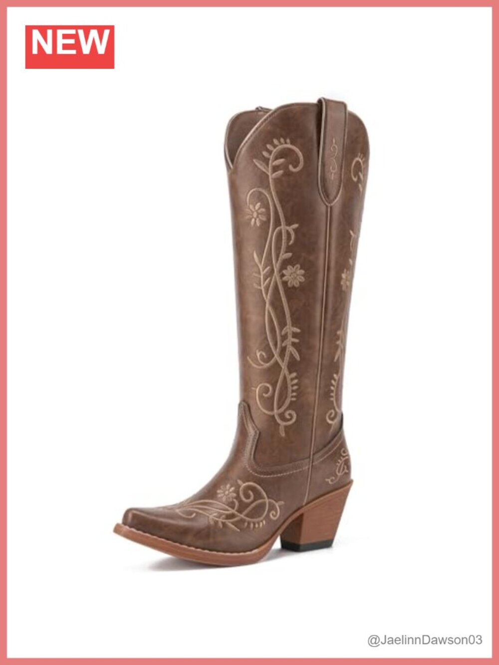 Women's Knee High Western Cowboy Boots Snip Toe Block Heel Pull On